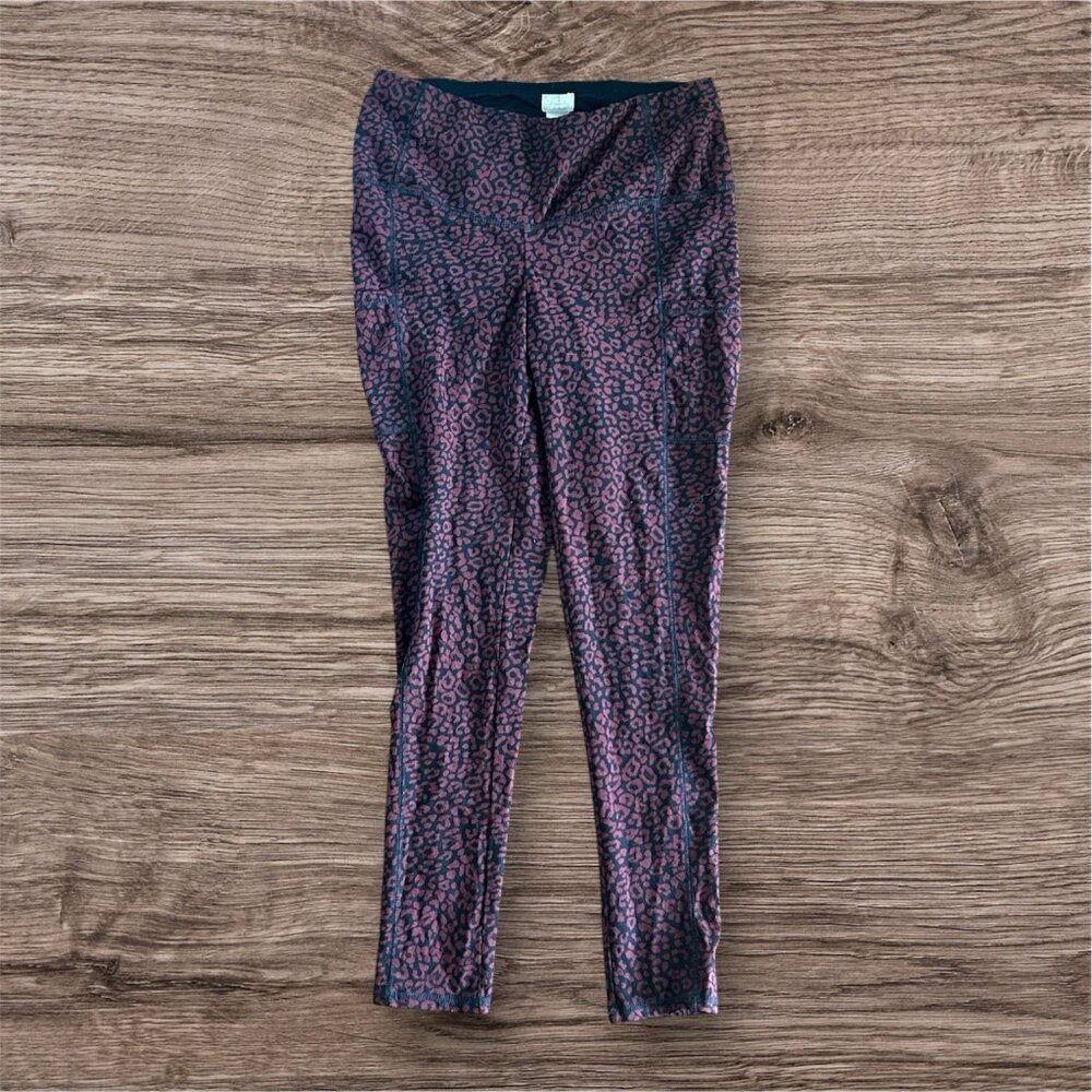 Chico's Women's Black & Red Animal Prin Print Pants Pull On Stretch Size 1 M